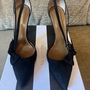 Aquazurra Suede Parisienne Bow Pump S6.5